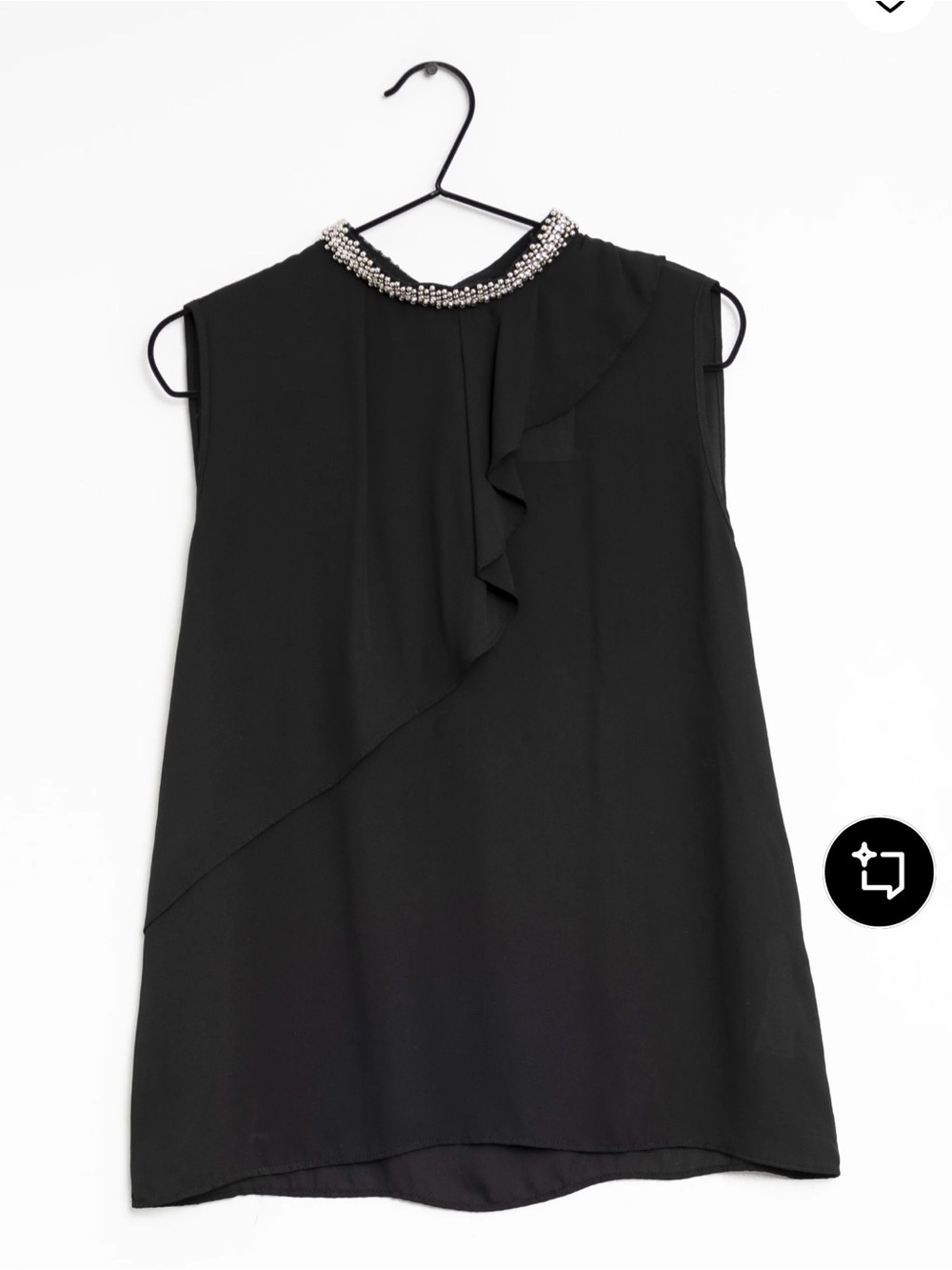 Zara Black Sleeveless Jewel-Neck Ruffle Mini Dress
